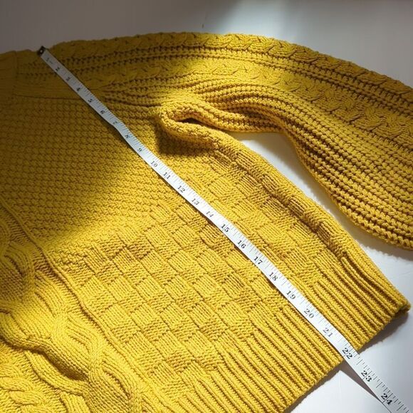 Sundance Sweater Womens Small Golden Yellow Cable Knit Boho - Picture 8 of 8